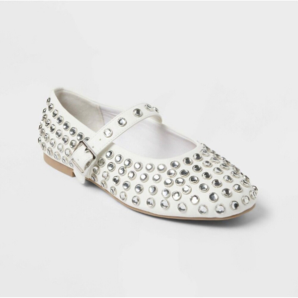 Art Class Girls Toree Rhinestone Stud Ballet Mary Jane Flats Black
